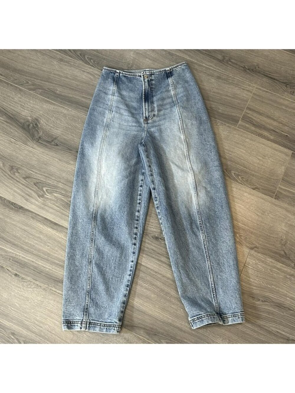 Pistola Jeans Womens 27 Light Wash Blair High Rise Seamed Barrel Leg Crop Denim